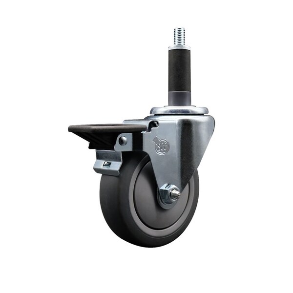 4'' Thermoplastic Rubber Swivel 1'' Expanding Stem Caster with Brake